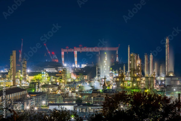 Obraz 岡山県　倉敷市　水島工場夜景