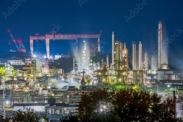 Obraz 岡山県　倉敷市　水島工場夜景