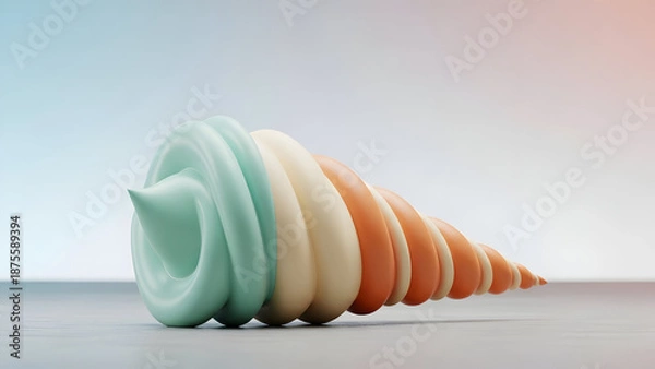 Obraz Vibrantly colored spiral shell on a minimalist background