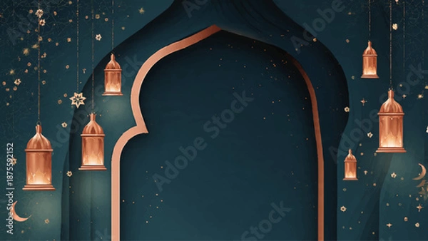 Obraz Stylish Deep Teal Islamic Geometric Pattern Ramadan Background Vector