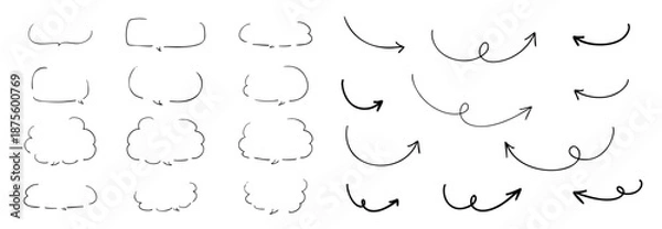 Obraz 手書きの吹き出しと矢印のあしらいセット