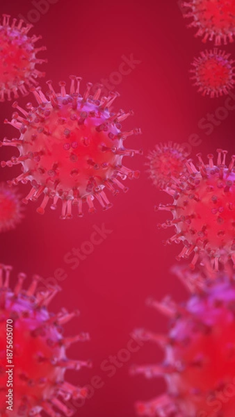 Obraz Viral particles spreading causing global disease threat