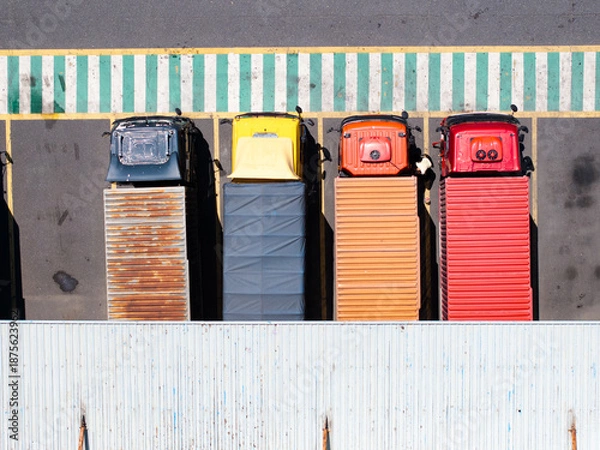Obraz Overlooking warehouses and container trucks