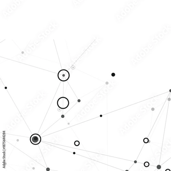 Obraz Set abstract vector illustrations depicting interconnected nodes and lines, resembling molecular structures or digital network