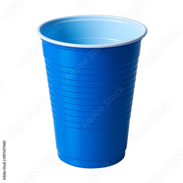 Obraz Empty blue party cup front view isolated on transparent background