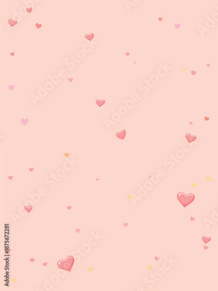Obraz Heart Shapes Falling on Pink Background