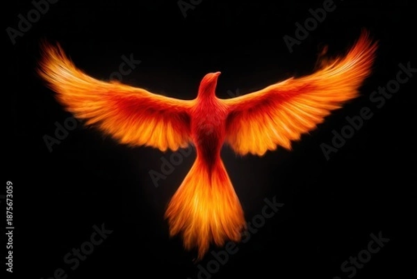 Fototapeta Phoenix rising dark background