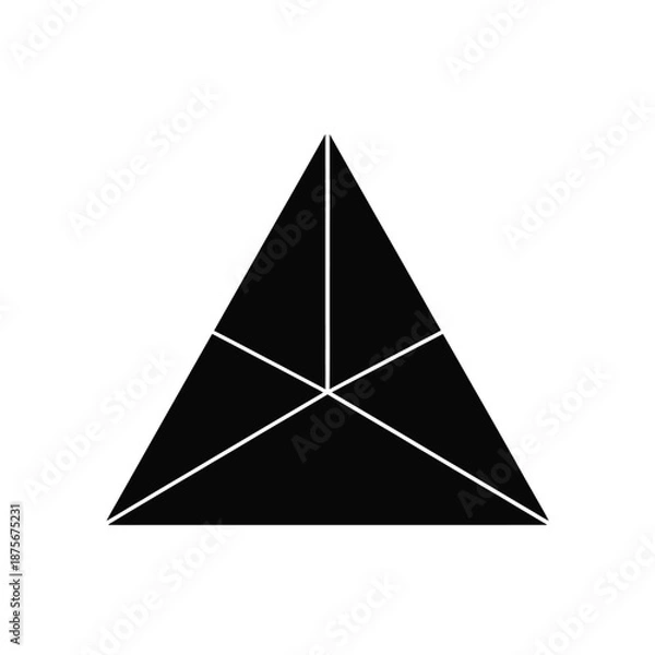 Obraz a black triangle with white lines on a white background