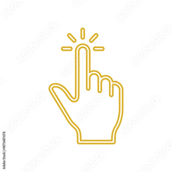Obraz Pointer finger press or tap gesture. Computer mouse symbol for website, UI, app button. Click here concept.
