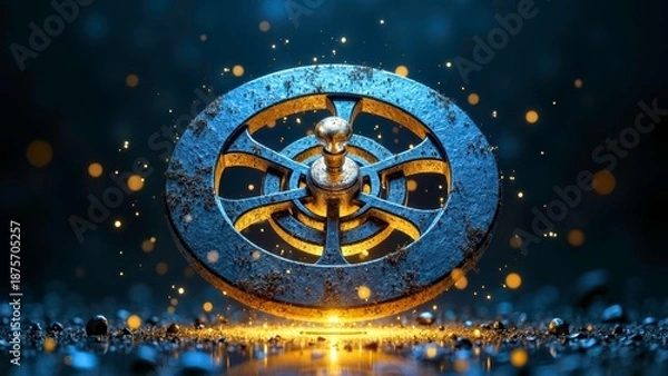 Obraz Blue Gold Compass Technology Luminous Structure