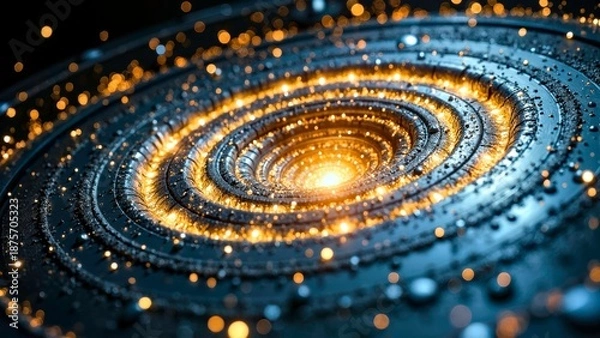 Obraz Blue Gold Vortex Technology Luminous Texture