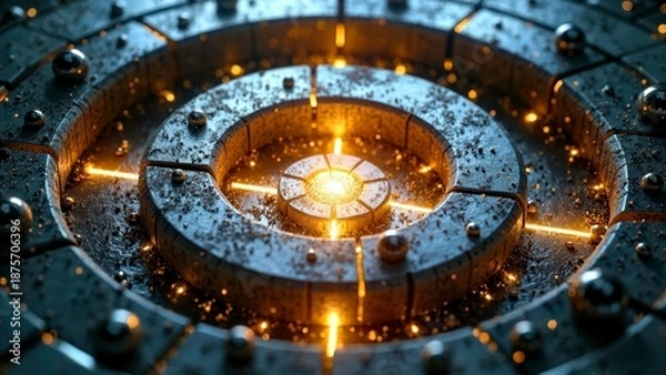 Obraz Grey gold circular ring technology light effect device