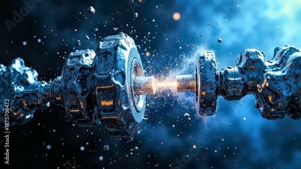 Obraz Blue Silver Machinery Technology Light Efficiency Device