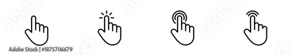Obraz Hand cursor click icon set pointer sign and symbol . Computer mouse clicking finger icons. vector elements. editable stroke
