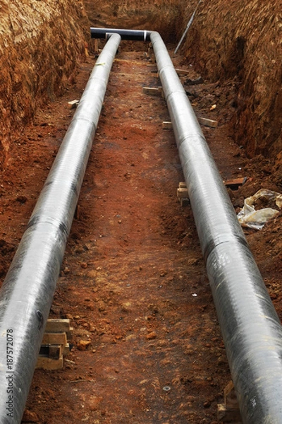 Fototapeta Construction site of oil pipeline