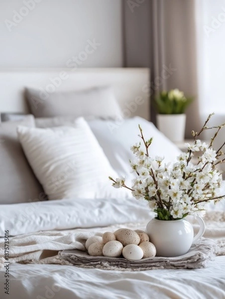 Fototapeta Easter eggs spring bedroom decor