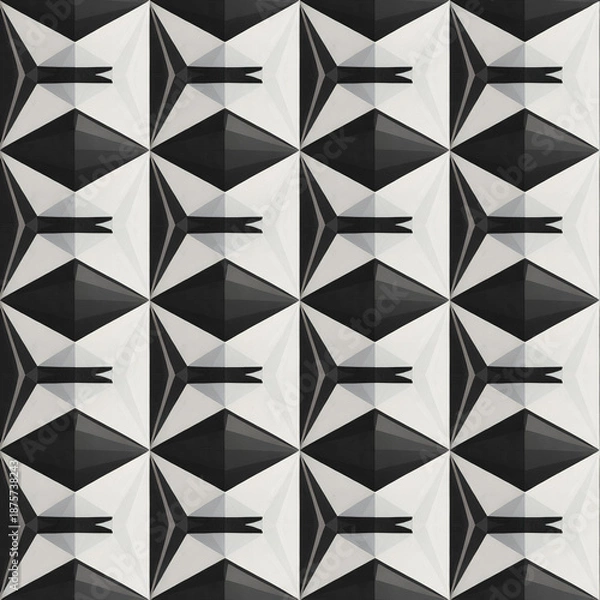 Obraz Seamless geometric pattern with interlocking shapes and op-art influence