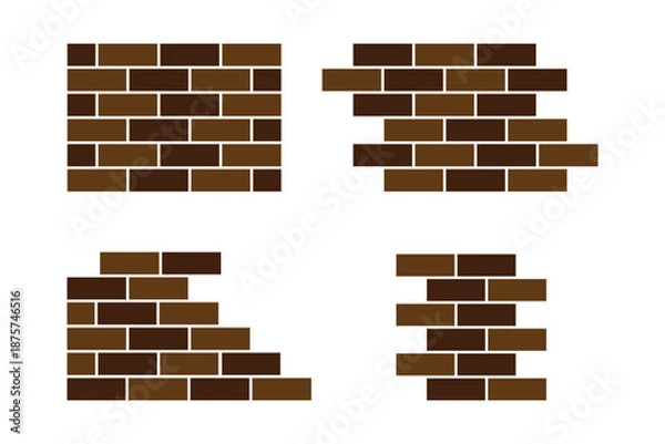 Fototapeta Brick Wall Silhouette . Construction Pattern Illustration.