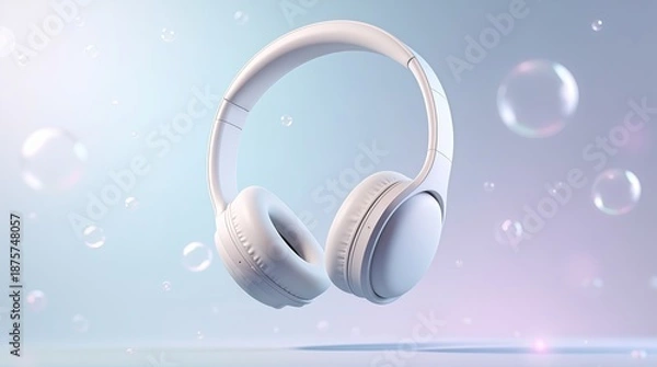 Obraz headphones on blue background