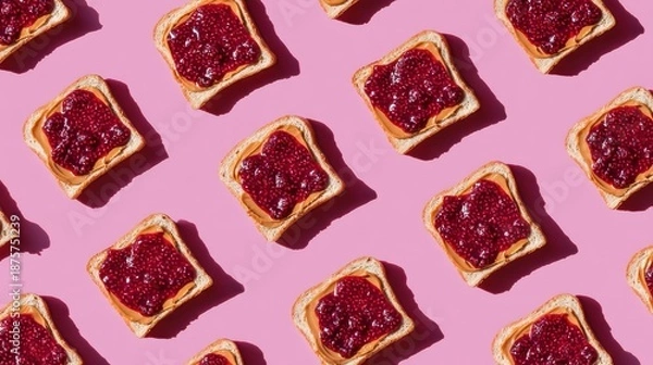 Obraz open toast with chia dots mint texture background left right layout