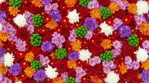 Fototapeta Colorful Clustered Flowers Pattern Background.