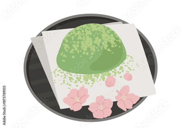 Obraz お皿にのったうぐいす餅