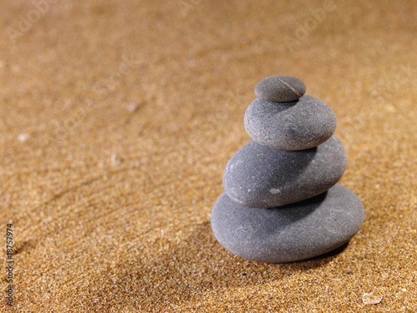 Fototapeta Japanese stone garden on the send, still life
