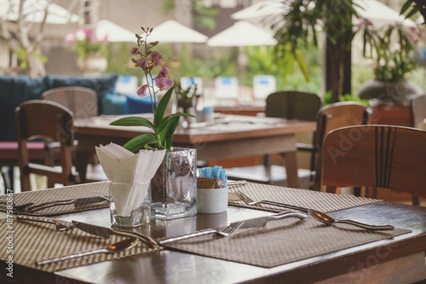 Obraz Dining table in the restaurant.