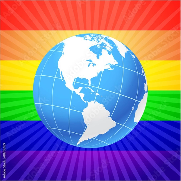 Obraz Globe on glowing rainbow background