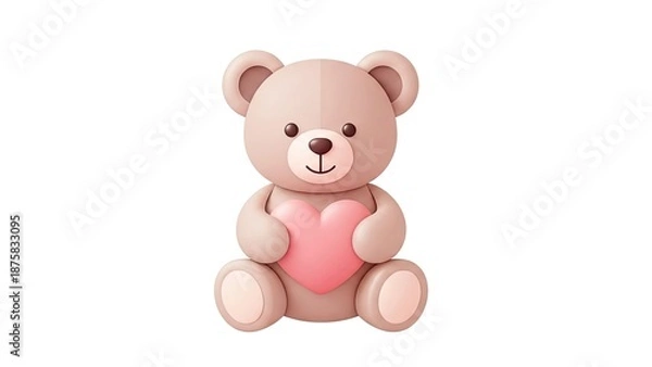 Obraz Soft Matte 3D Valentine's Bear Icon on White