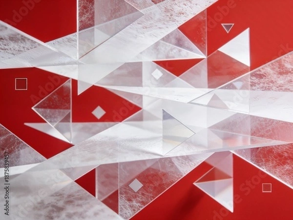 Obraz Layered Translucent Triangles on Red