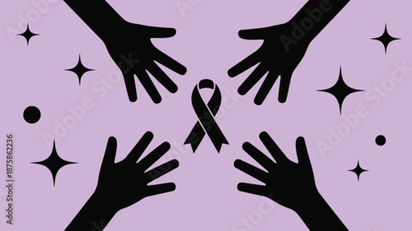 Obraz Hands reaching for awareness ribbon Vector