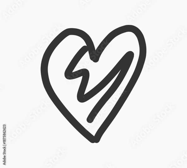 Obraz Doodle heart drawing icon. Vector illustration design element.
