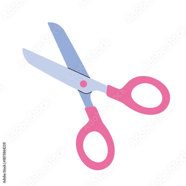 Obraz Pink scissors isolated flat vector illustration