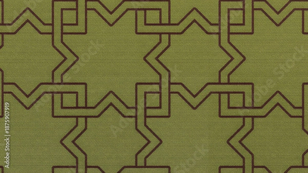 Obraz Taupe and Beige Interlocking Geometric Star Pattern Fabric Texture