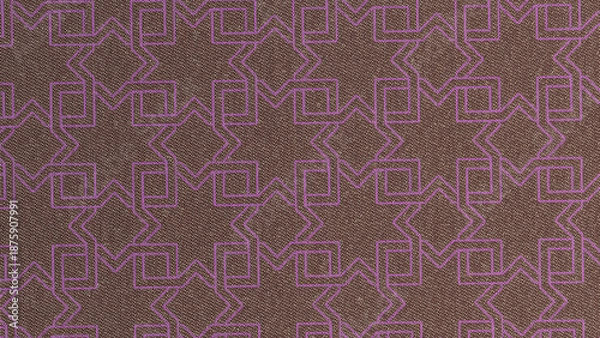 Obraz Terracotta Red Fabric with Embossed Interlocking Geometric Star Pattern