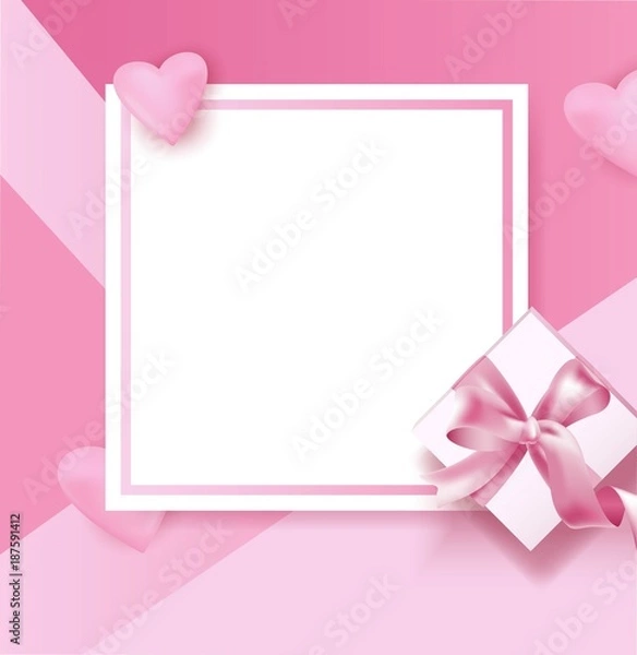 Obraz Romantic frame for Valentine day, poster template. Vector illustration