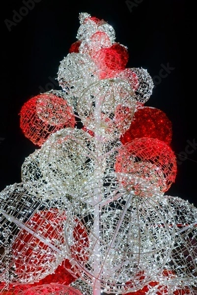 Obraz Glowing Wireframe Christmas Tree