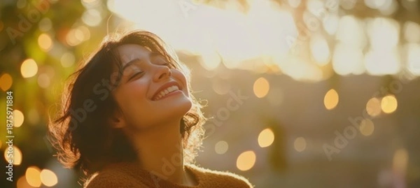 Obraz 太陽を浴びて微笑む女性