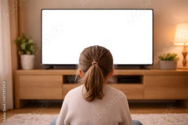 Obraz Child Watching Blank TV Screen from Behind
