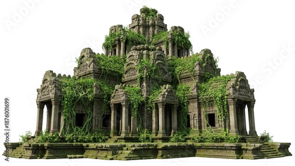 Obraz Ancient temple ruins isolated on transparent background