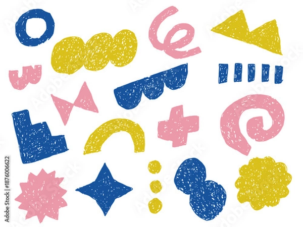 Fototapeta 手描きあしらいセット　幾何学模様　色鉛筆