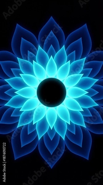 Fototapeta Blue glowing flower pattern