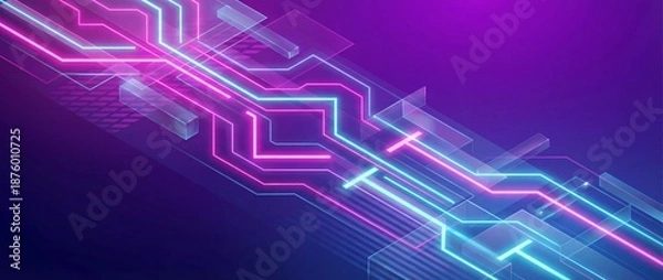 Fototapeta Neon circuit abstract background