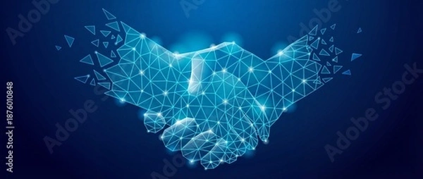 Fototapeta Digital handshake polygon network