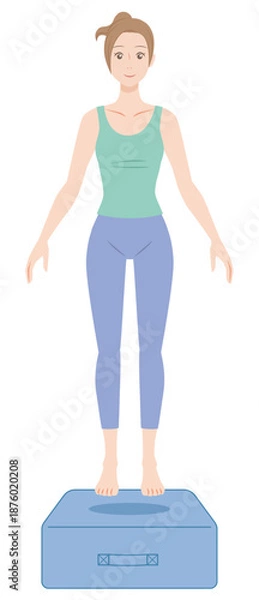 Obraz トランポリンクッションを跳ぶ女性