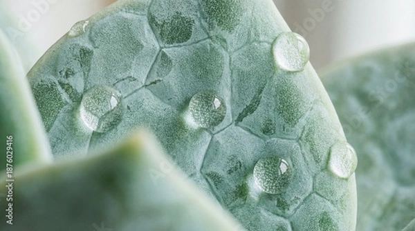 Obraz Macro Succulent Leaf with Water Droplets and Texture