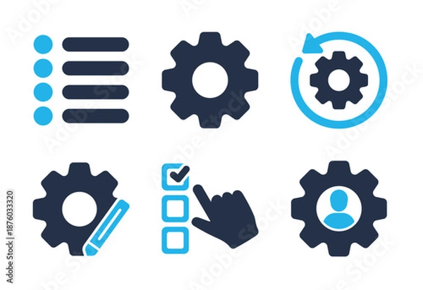 Obraz Settings and Task Management icon set. Solid glyph series icons