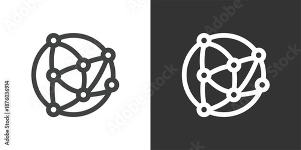 Obraz Global Node Network icon. Solid glyph series icon