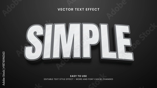 Fototapeta simple editable text effect 3d vector